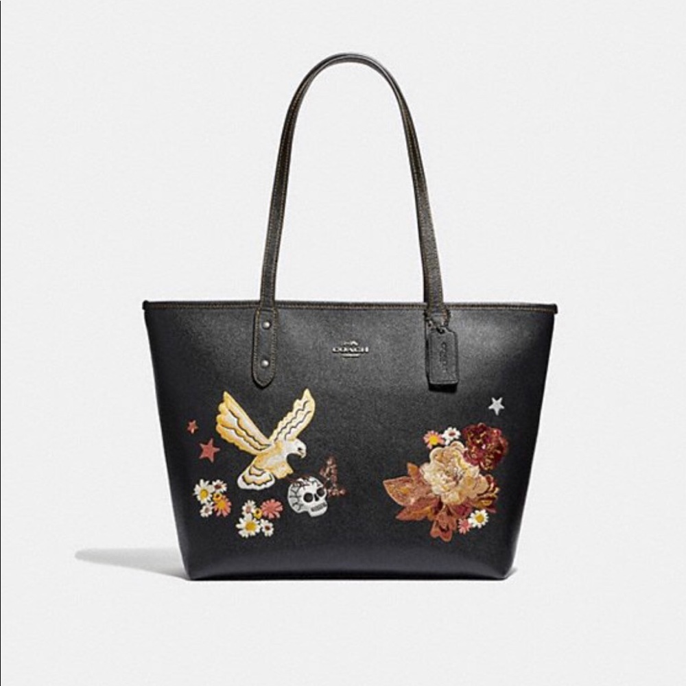 Coach City Zip Tote with Tattoo Embroidery NWT